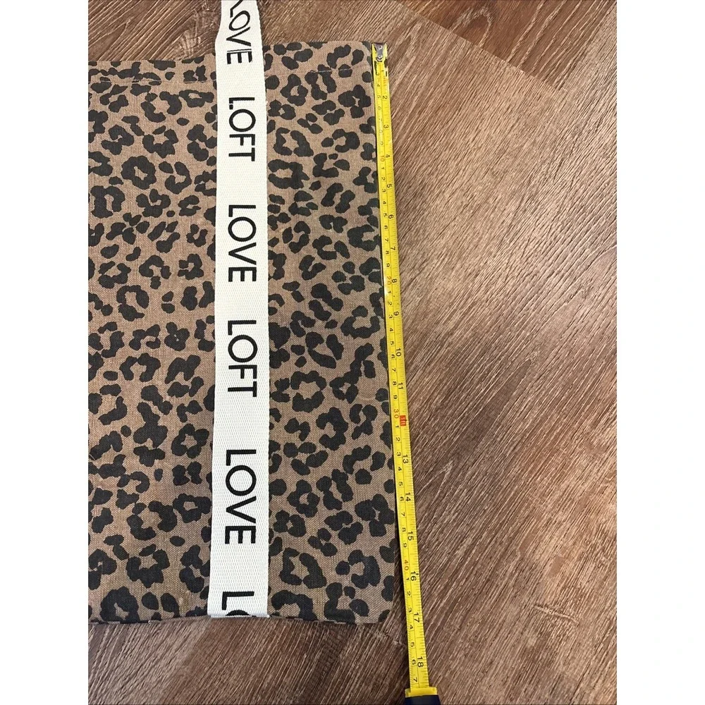 LOFT Leopard Print Tote Bag Love Logo Straps Canvas Shopper Travel Purse